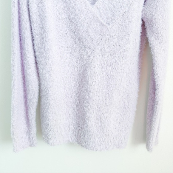 A New Day Pastel Purple Fuzzy Eyelash V Neck Long Sweater sz small - Picture 3 of 10